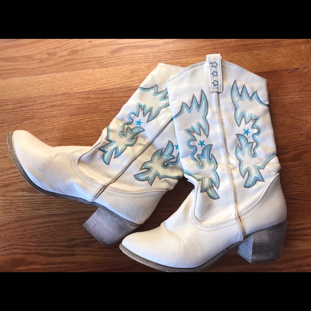 Vegan White Cowboy Boots